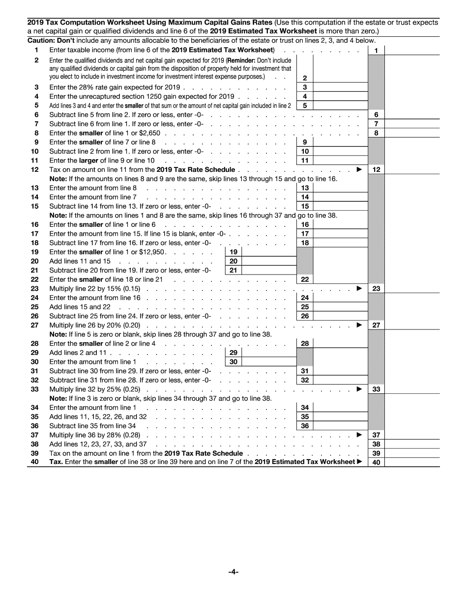 2019 2020 irs form 1041 es fill out digital pdf sample