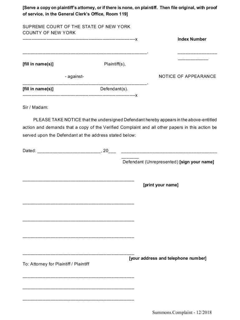summons and complaint example Preview on Page 1