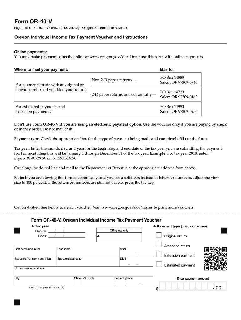 Oregon Form 40 V Fill Out Sign Online DocHub