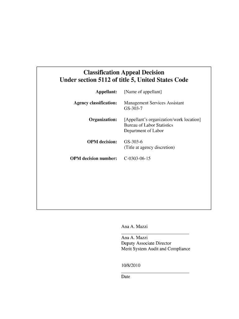 Fillable Online Classifying General Schedule Positions OPM Fax Email