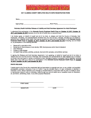 Fillable Online 2017 ALAMEDA COUNTY EMPLOYEE HEALTH EXPO REGISTRATION