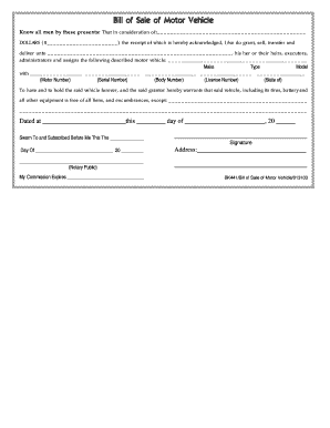 BK441--Bill of Sale of Motor Vehicle.doc