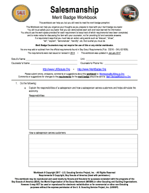 Fillable Online Salesmanship - meritbadge.org Fax Email Print - pdfFiller