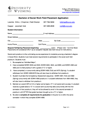 social work field placement assignment