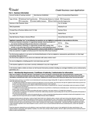 Fillable Online Citadel Business Loan Application Fax Email Print ...