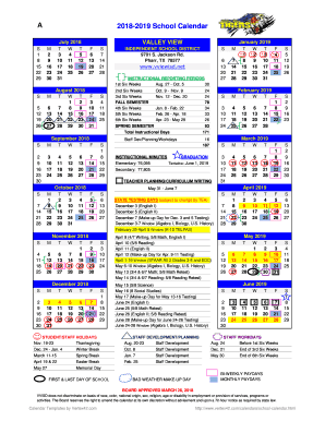 Fillable Online School District Calendar Template Valley View ISD Fax Fillable Online School District Calendar Template Valley View ISD Fax