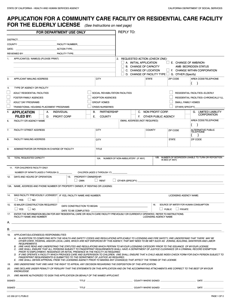 20112020 Form CA LIC 200 Fill Online, Printable, Fillable, Blank
