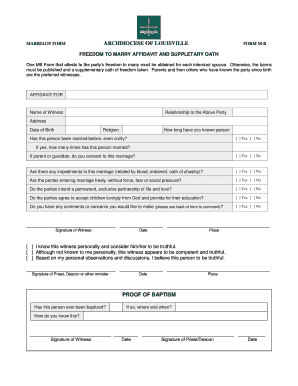 MARRIAGE FORM RCHDIOCESEA OUISVILLE O F L FORM M-B