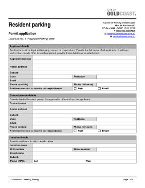 Resident parking permit. Resident parking permit application