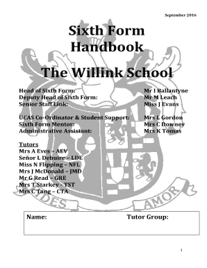 Sixth Form Handbook The Willink School