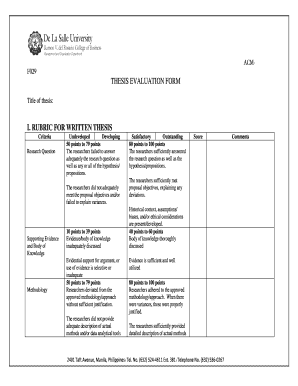 thesis evaluation template