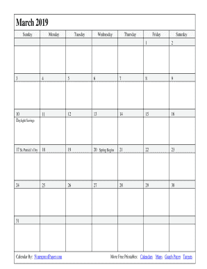 Fillable Online Free Printable March 2019 Calendar. Free Printable ...