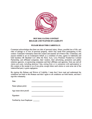 HOT DOG EATING CONTEST RELEASE AND WAIVER ... - MiLB.com