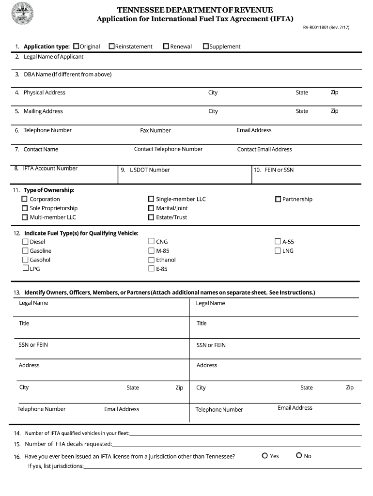 tennessee ifta application Preview on Page 1