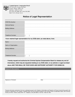 Notice of Legal Representation Form
