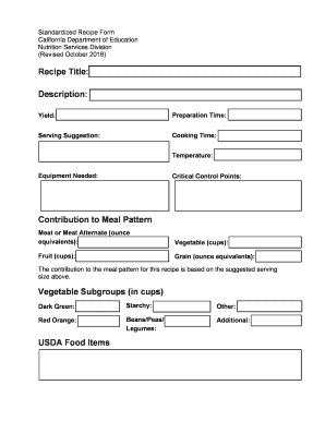 California Standardized Recipe Form