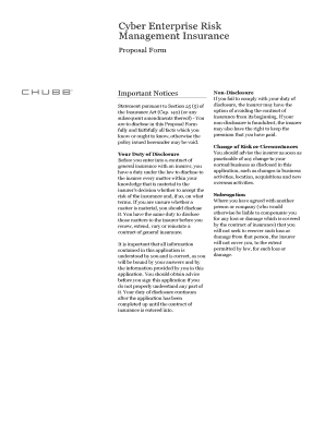 Chubb cyber proposal form