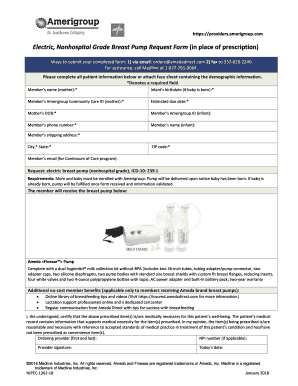 Electric, Nonhospital Grade Breast Pump Request Form (in place of prescription)