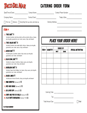 Catering Order Form - download.tacodelmar.com