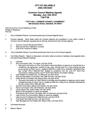 Common council meeting agenda