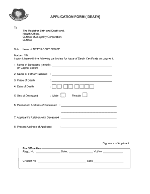 Death Certificate Application Form Blank Fillable Template Fill Out Death Certificate Application Form Blank Fillable Template Fill Out