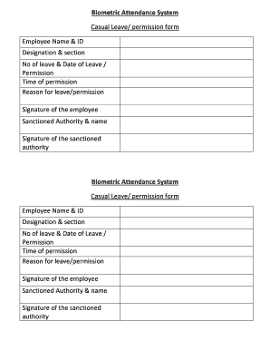 Biometric Attendance System Casual Leave/ permission form ... - kufos
