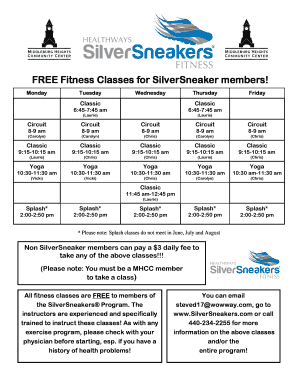 Fillable Online Silver Sneakers Exercise Flyer - Middleburg Heights Fax ...