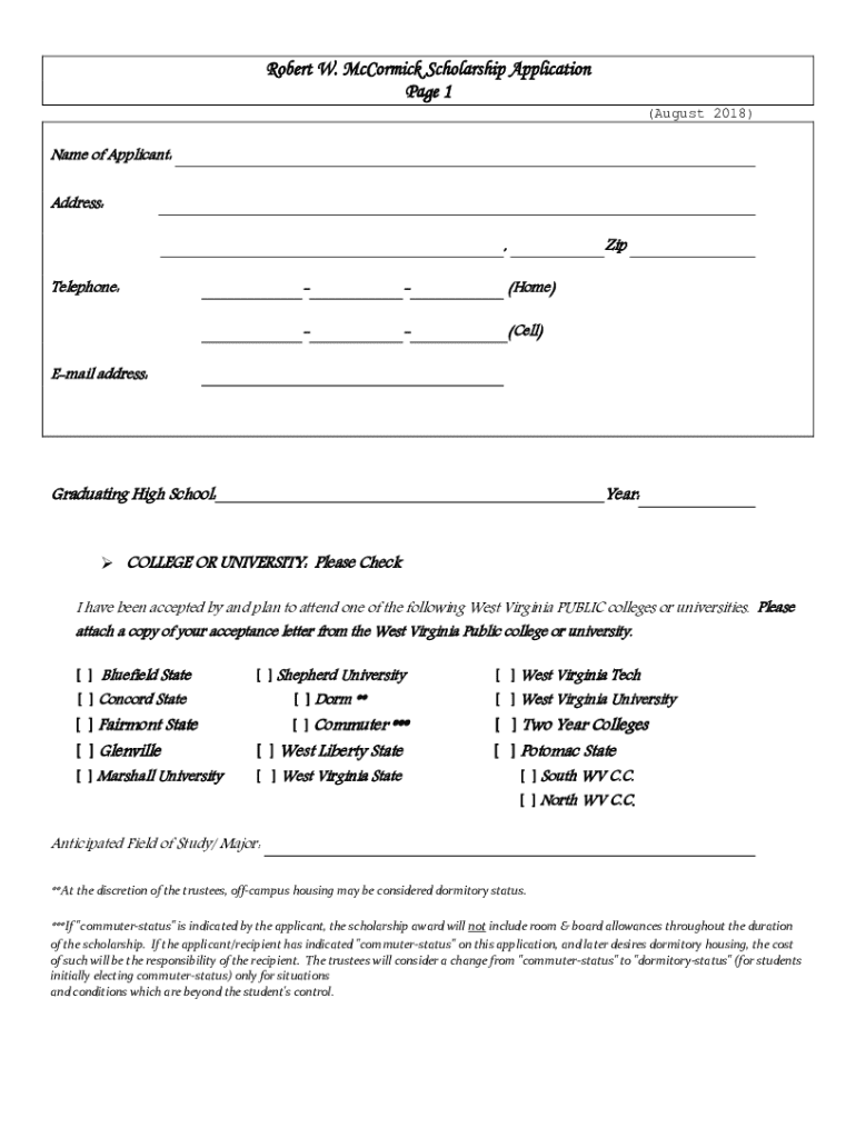 Robert W McCormick Scholarship - Jefferson High School Preview on Page 1