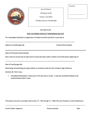 Yard Sale Permit KEEP THIS PERMIT POSTED AT ... - City of ...