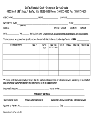 Fillable Online Tukwila Municipal CourtInterpreter Service Invoice Fax Fillable Online Tukwila Municipal CourtInterpreter Service Invoice Fax