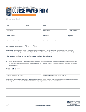 California State University Course Waiver Form