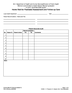 Home Visit for Postnatal Assessment and Follow-up Care (DHHS 3954-PP)