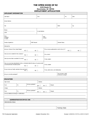 Fillable Online The Open Door Of Nj Fax Email Print Pdffiller
