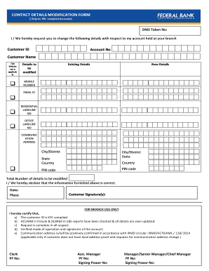 federal bank customer request form pdf