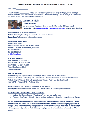 Sample Email To College Coaches - Fill Online, Printable, Fillable, Blank |  pdfFiller
