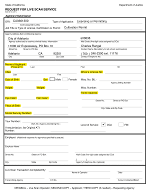 BCII 8016 - Request for Live Scan Services - City of Adelanto