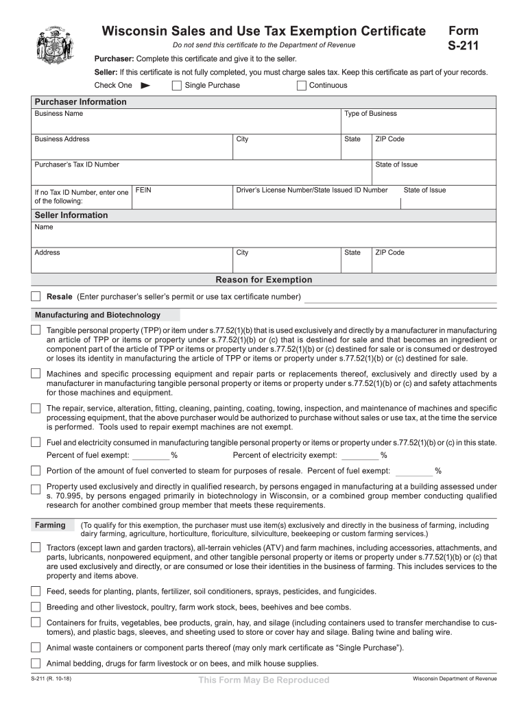 2018 Form WI DoR S 211 Fill Online Printable Fillable Blank PdfFiller