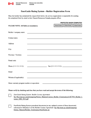 Fillable Online EnerGuide Rating SystemBuilder Registration Form Fax ...