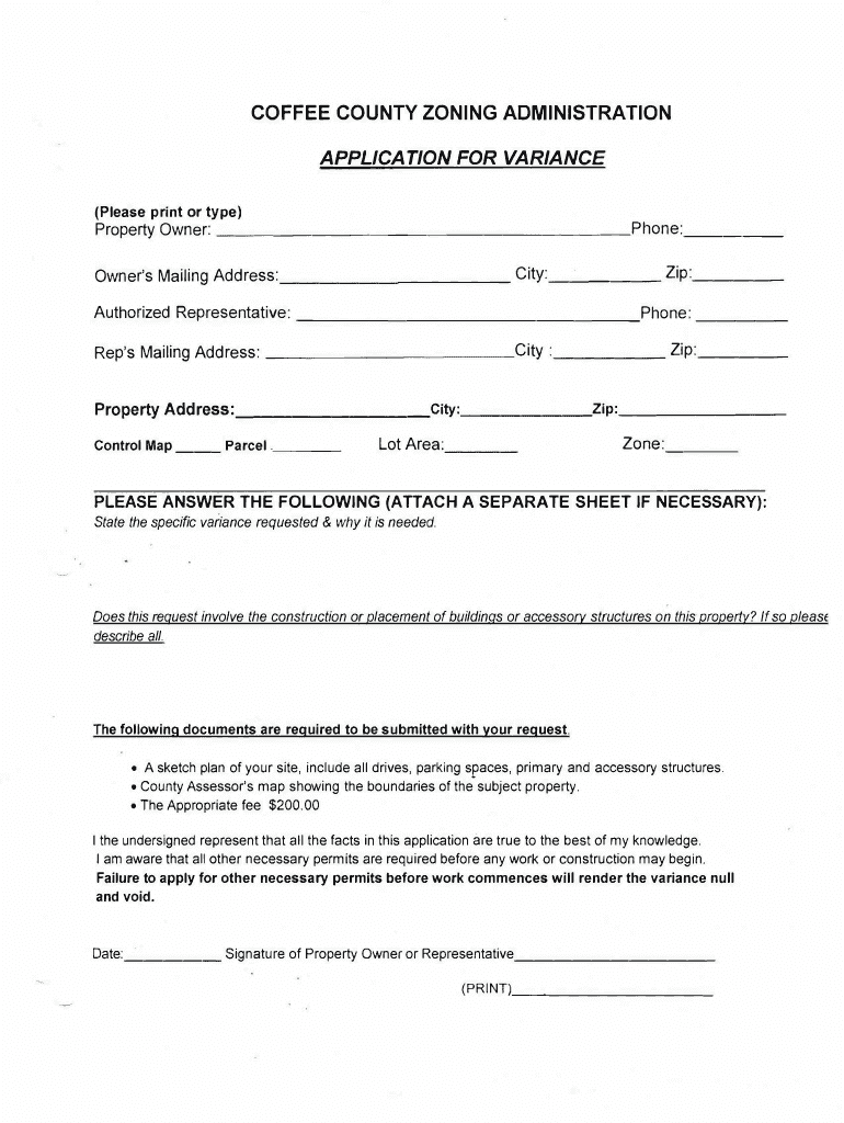 Fillable Online coffee county zoning administration application