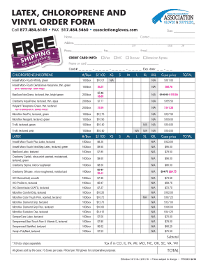 Fillable Online LATEX, CHLOROPRENE AND VINYL ORDER FORM Fax Email Print ...