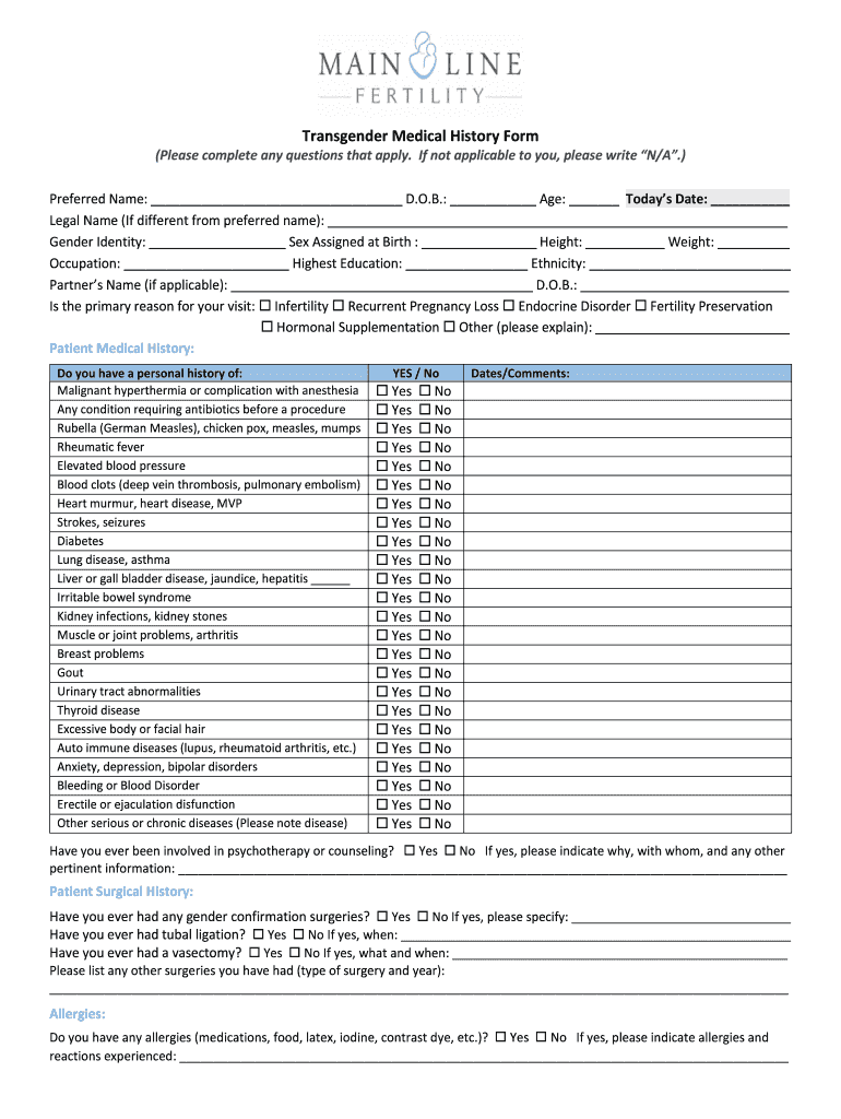 Transgender Medical History Form and Consents V3.docx Preview on Page 1