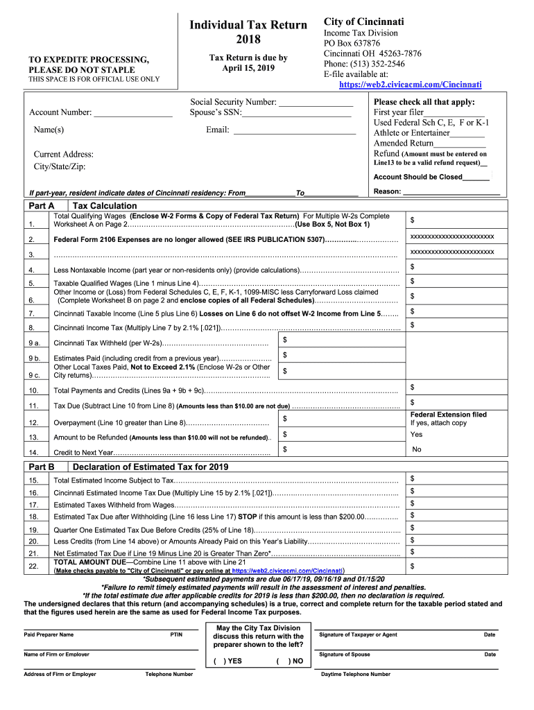 cincinnati income tax Preview on Page 1