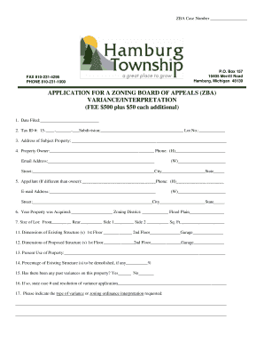 Variance Applications - Hamburg Township