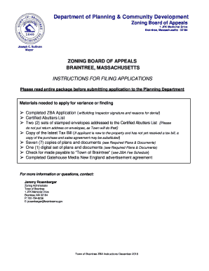 Zoning Board of Appeals Application Packet - Town of Braintree