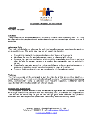 Volunteer Advocate Job Description Job Title Location ...