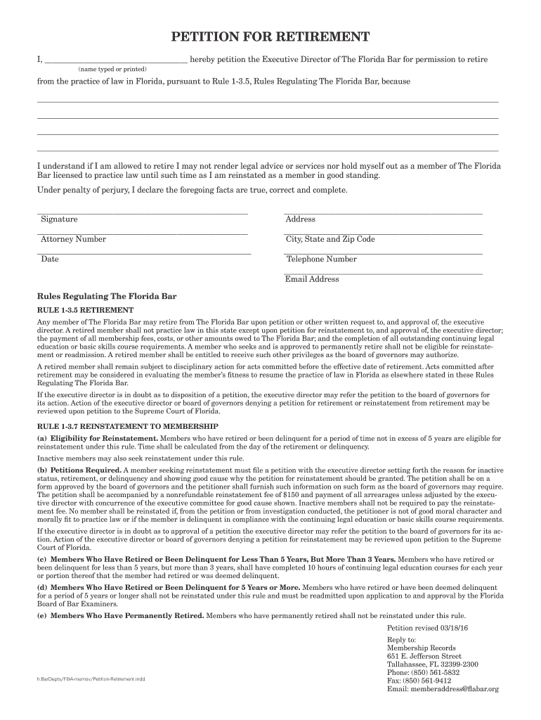 petition retirement Preview on Page 1