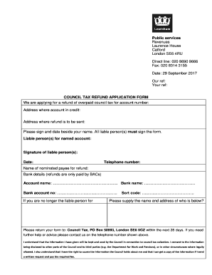 Council Tax Refund Application Form