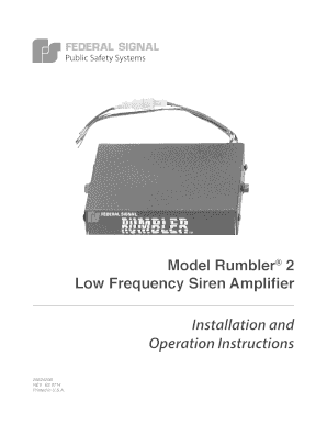Fillable Online Installation and Operation Instructions - Federal ...