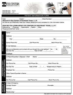 PATIENT INFORMATION FORM - eyecentersofsetexas.com