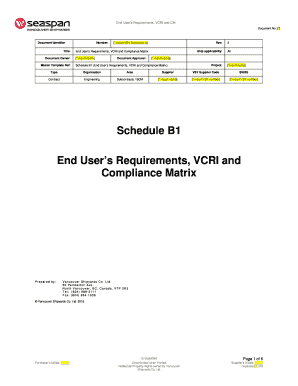 Fillable Online Schedule B1 End Users Requirements, VCRI and Compliance